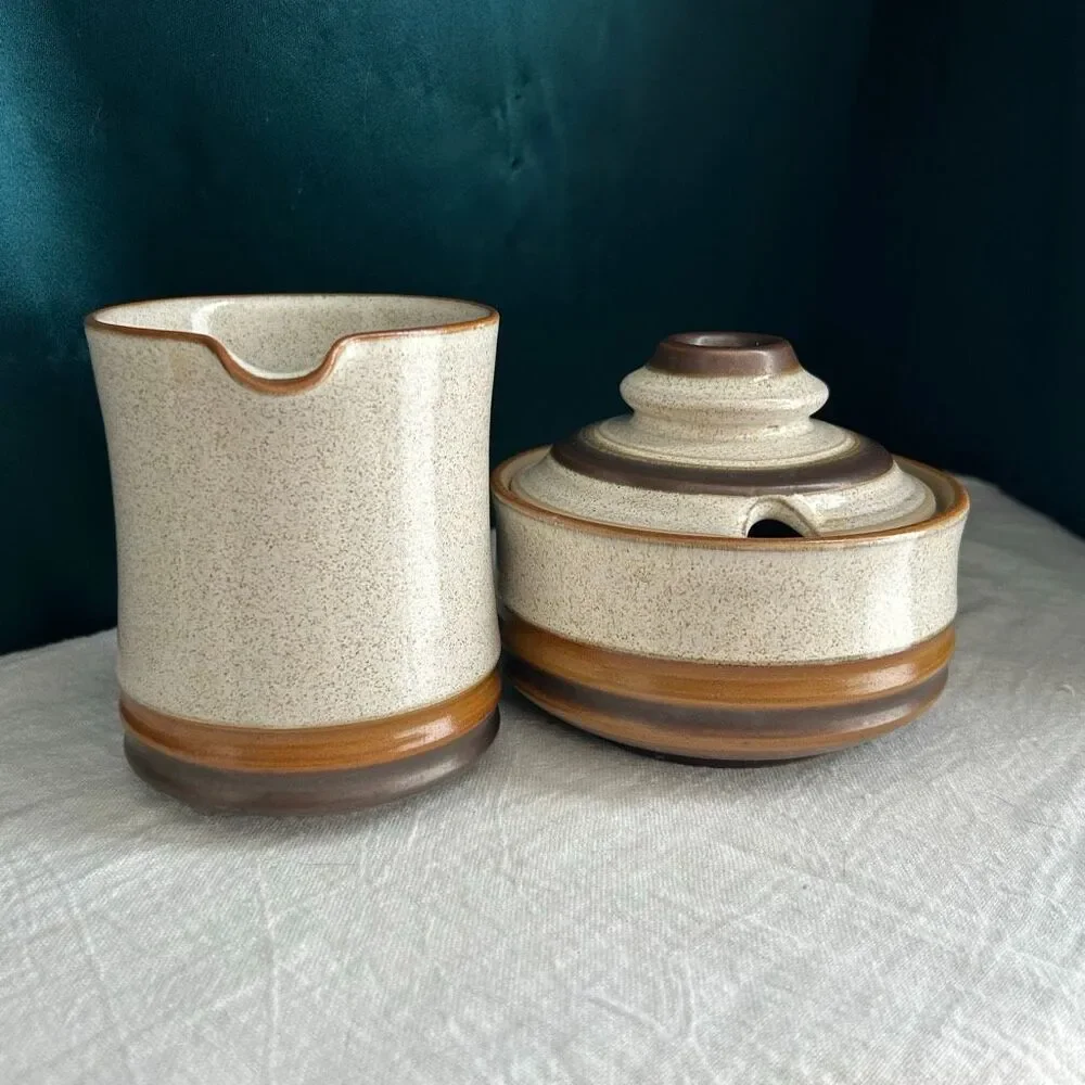 Denby-Langley Potter's Wheel Sugar Creamer Speckled Stoneware